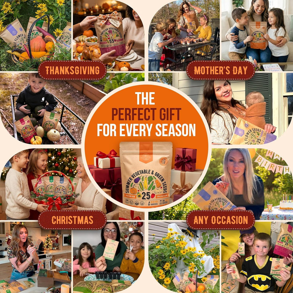 - 25 Summer Vegetable & Greens Seeds Varieties - 6,510+ Non GMO Heirloom Garden Seeds